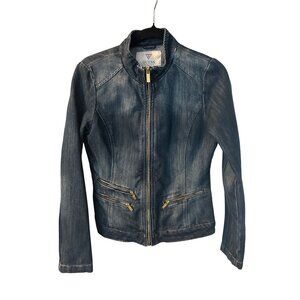 Vintage guess Jean jacket 80s style zipper pockets size M Y2K